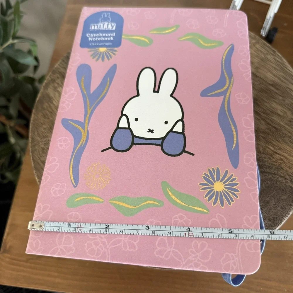 MIFFY Flowers Pink Casebound Notebook 176 Lined Pages Hardcover‎ Journal Elastic